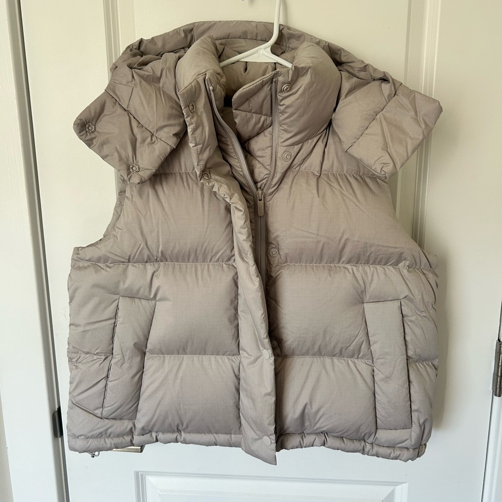 lululemon wunder puff cropped vest, heathered natural ivory sz 6
